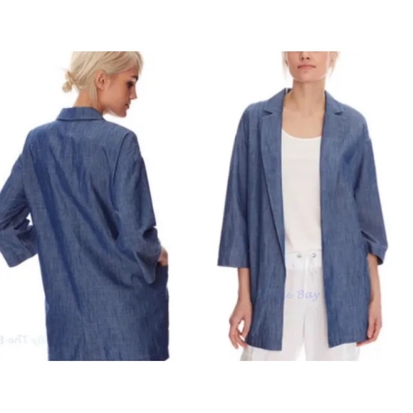 NWT EILEEN FISHER Cotton Tencel Chambray Beautiful designer casual Jacket